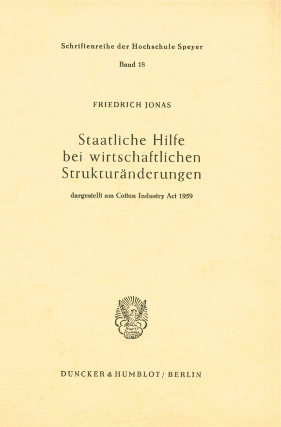 Cover Staatliche Hilfe bei wirtschaftlichen Strukturänderungen,