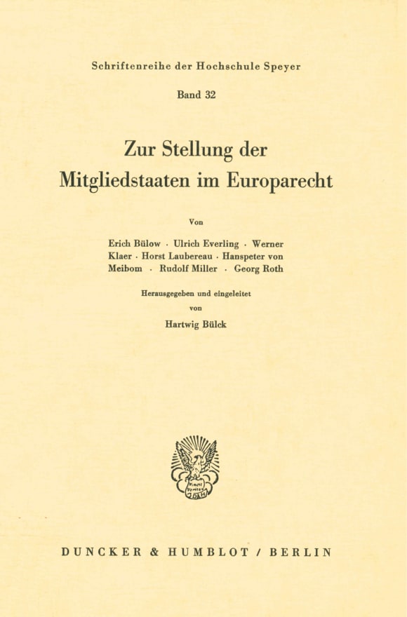 Cover Zur Stellung der Mitgliedstaaten im Europarecht