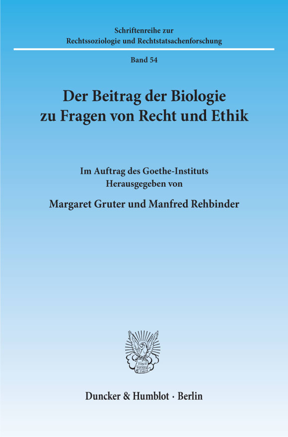 Cover Der Beitrag der Biologie zu Fragen von Recht und Ethik