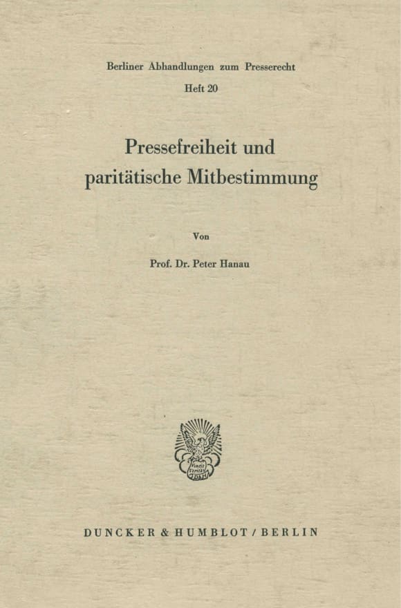 Cover Pressefreiheit und paritätische Mitbestimmung