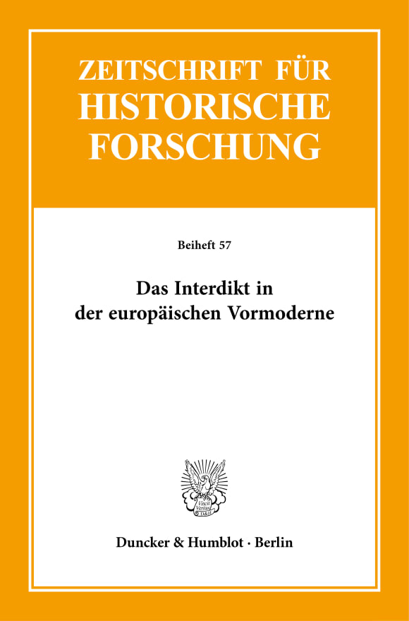 Cover Das Interdikt in der europäischen Vormoderne