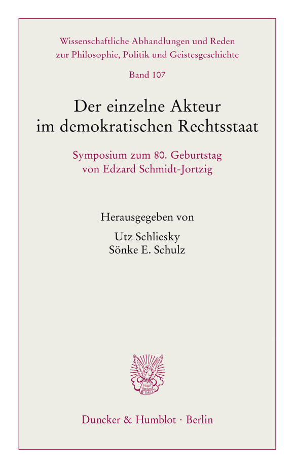 Cover Der einzelne Akteur im demokratischen Rechtsstaat