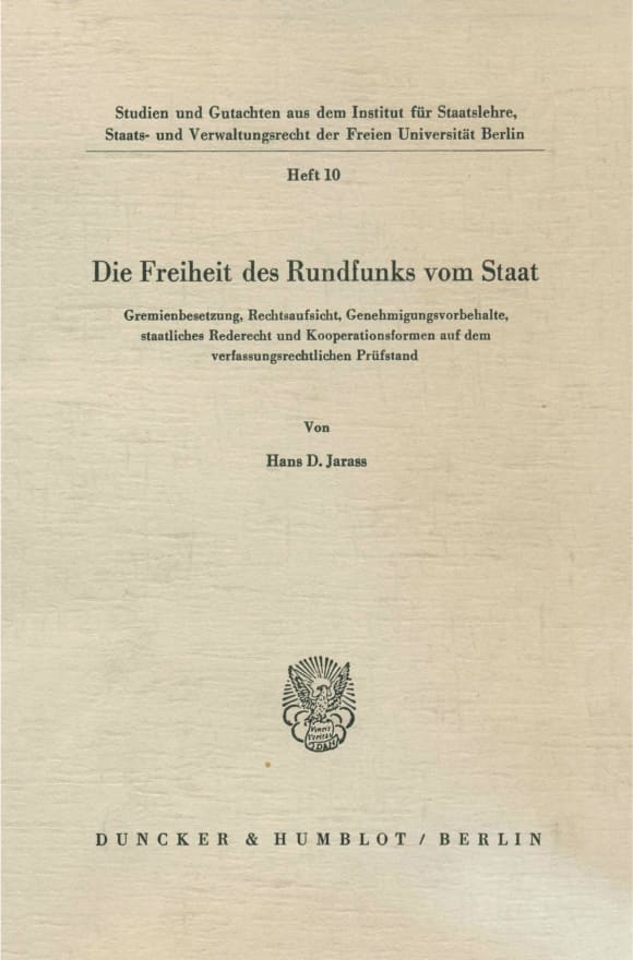 Cover Die Freiheit des Rundfunks vom Staat