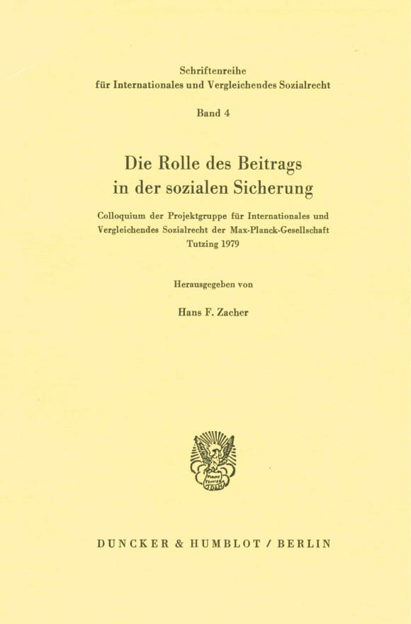 Cover Die Rolle des Beitrags in der sozialen Sicherung