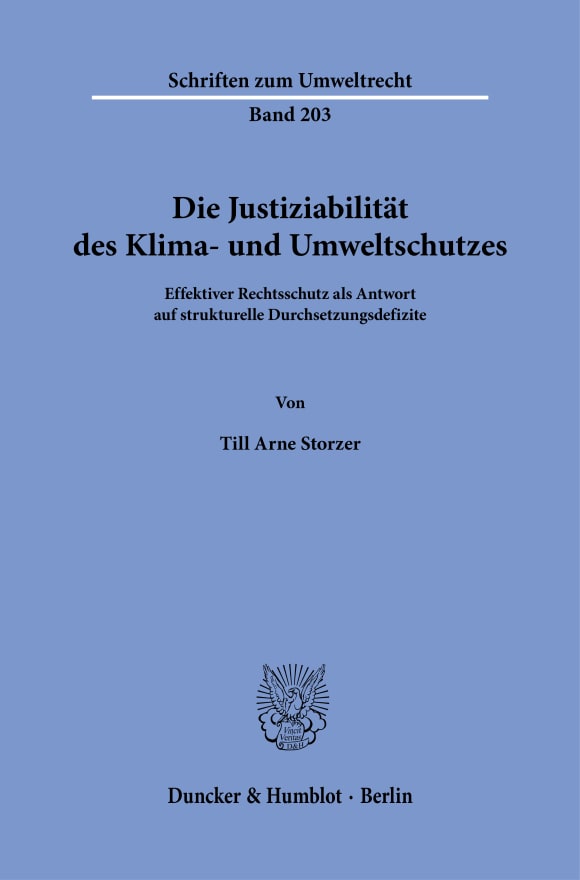 Cover Die Justiziabilität des Klima- und Umweltschutzes