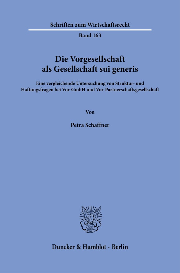 Cover Die Vorgesellschaft als Gesellschaft sui generis