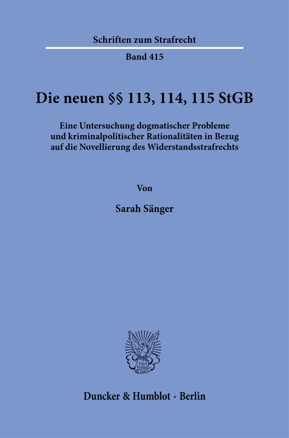 Cover Die neuen §§ 113, 114, 115 StGB