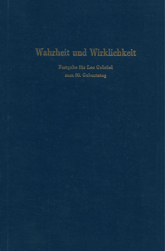 Cover Wahrheit und Wirklichkeit