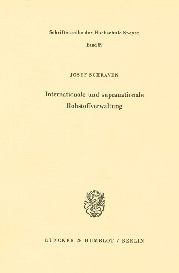 Cover Internationale und supranationale Rohstoffverwaltung