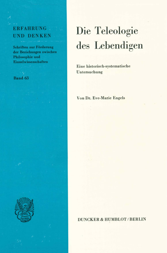 Cover Die Teleologie des Lebendigen