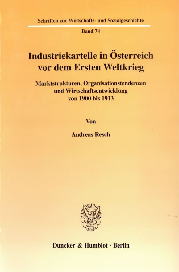 Cover Industriekartelle in Österreich vor dem Ersten Weltkrieg