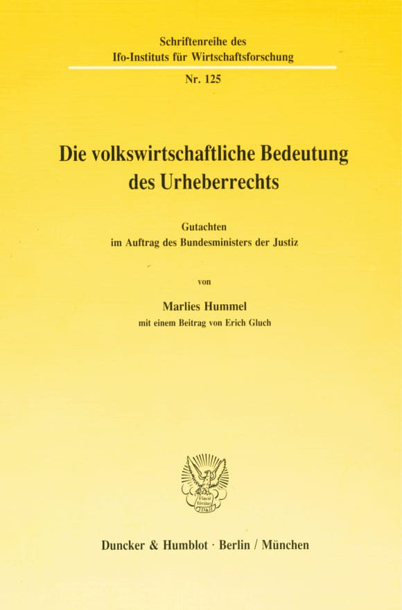 Cover Die volkswirtschaftliche Bedeutung des Urheberrechts