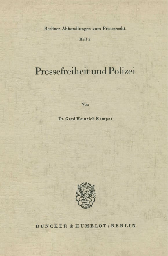 Cover Pressefreiheit und Polizei