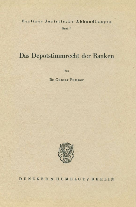 Cover Das Depotstimmrecht der Banken