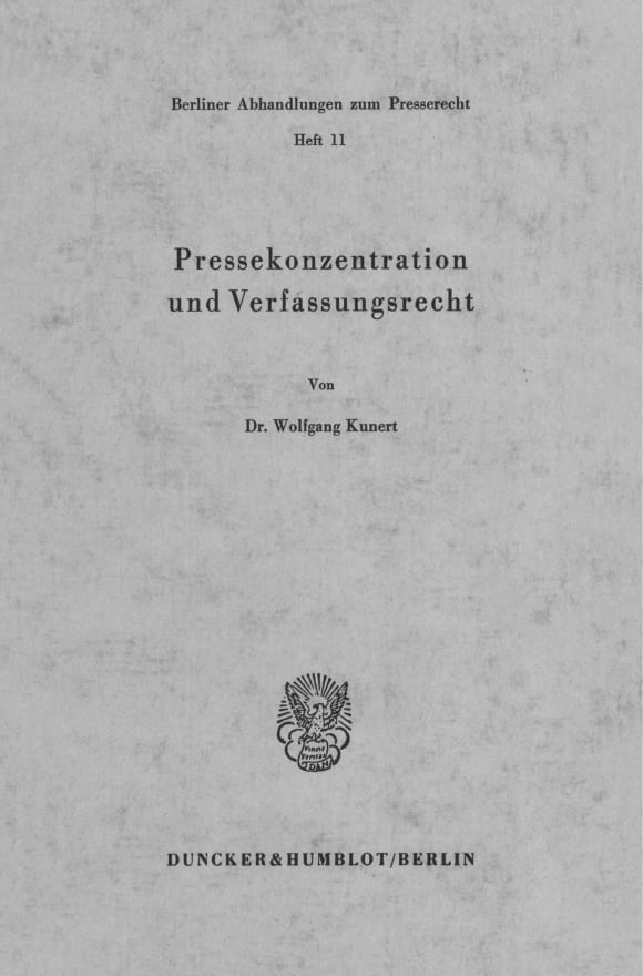 Cover Pressekonzentration und Verfassungsrecht