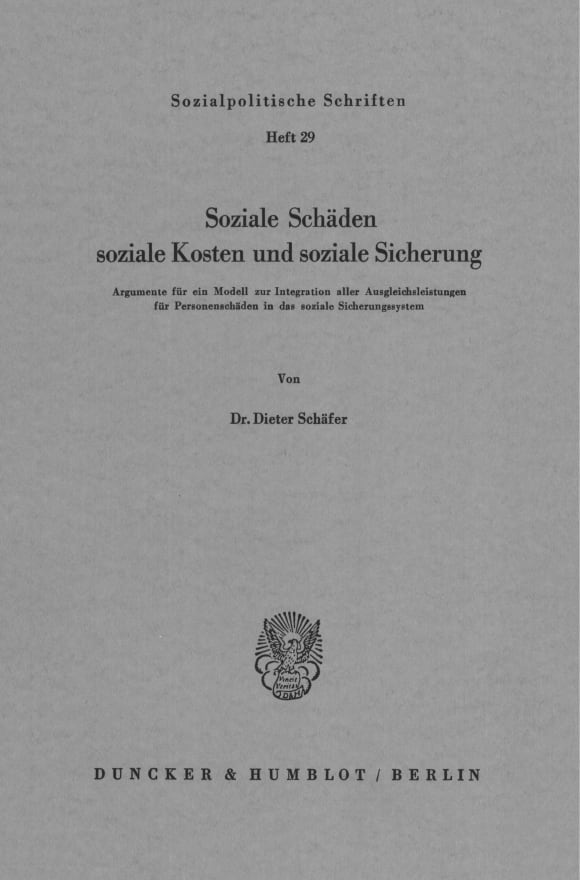 Cover Soziale Schäden, soziale Kosten und soziale Sicherung