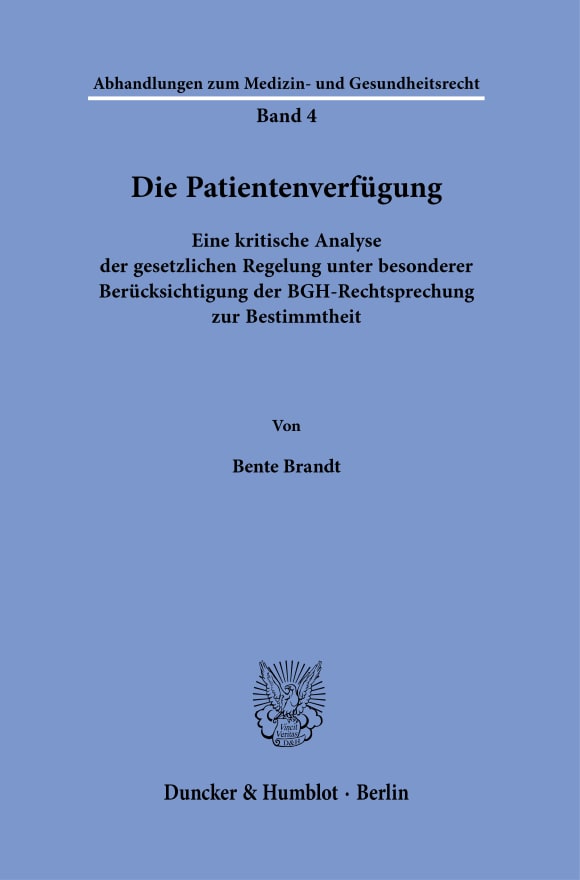 Cover Die Patientenverfügung