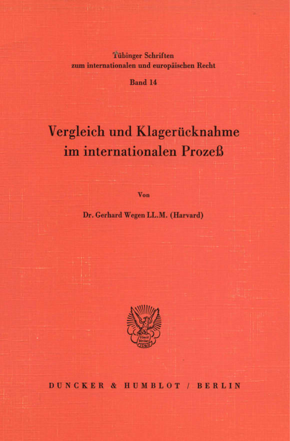 Cover Vergleich und Klagerücknahme im internationalen Prozeß