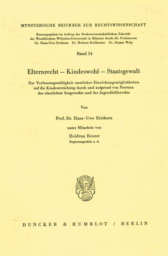 Cover Elternrecht - Kinderwohl - Staatsgewalt