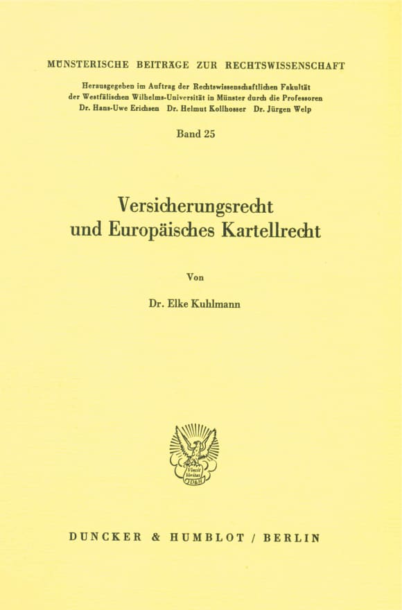 Cover Versicherungsrecht und Europäisches Kartellrecht