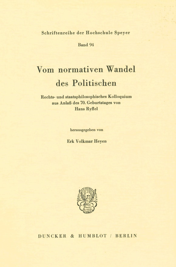 Cover Vom normativen Wandel des Politischen