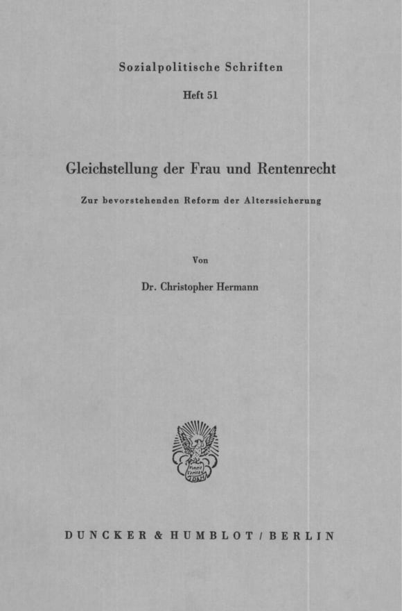 Cover Gleichstellung der Frau und Rentenrecht