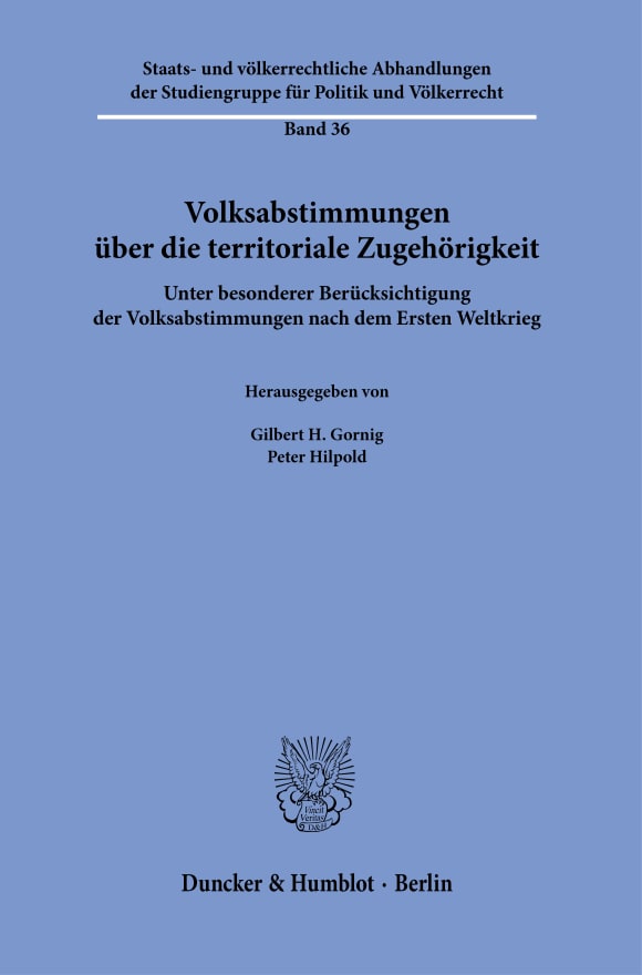 Cover Staats- und völkerrechtliche Abhandlungen der Studiengruppe für Politik und Völkerrecht (SVA)