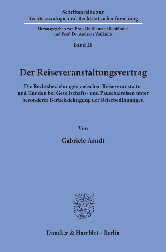 Cover Der Reiseveranstaltungsvertrag