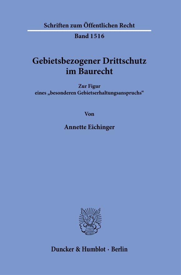 Cover Gebietsbezogener Drittschutz im Baurecht