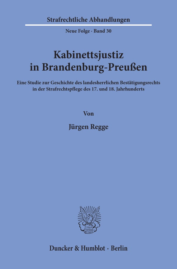 Cover Kabinettsjustiz in Brandenburg-Preußen