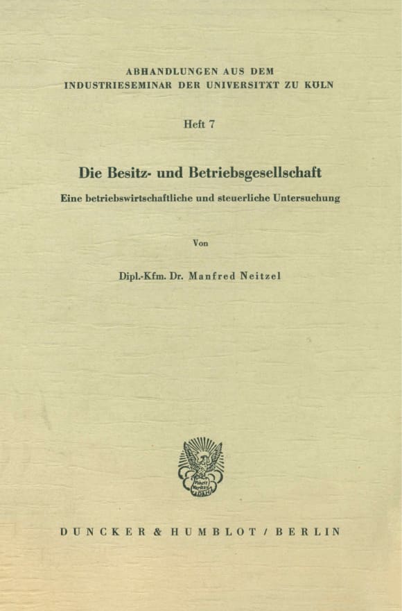 Cover Die Besitz- und Betriebsgesellschaft