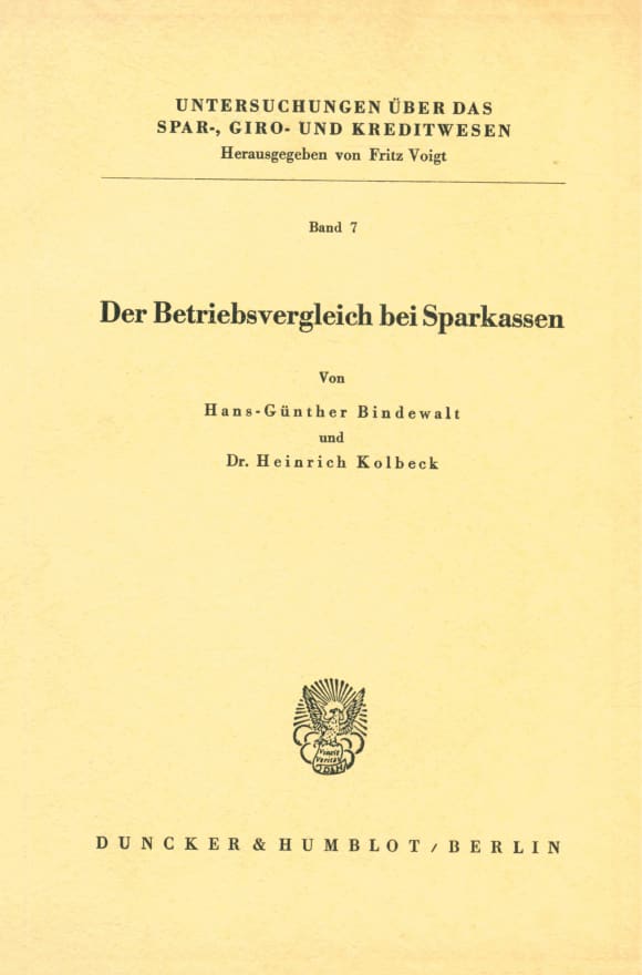 Cover Der Betriebsvergleich bei Sparkassen