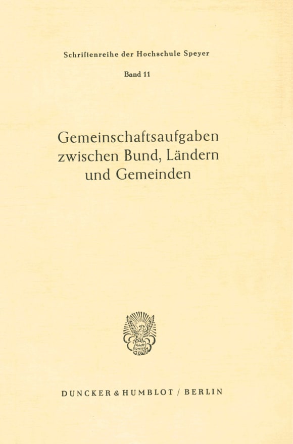 Cover Gemeinschaftsaufgaben zwischen Bund, Ländern und Gemeinden