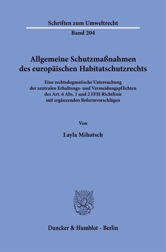 Cover Allgemeine Schutzmaßnahmen des europäischen Habitatschutzrechts