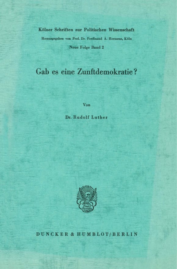 Cover Gab es eine Zunftdemokratie?