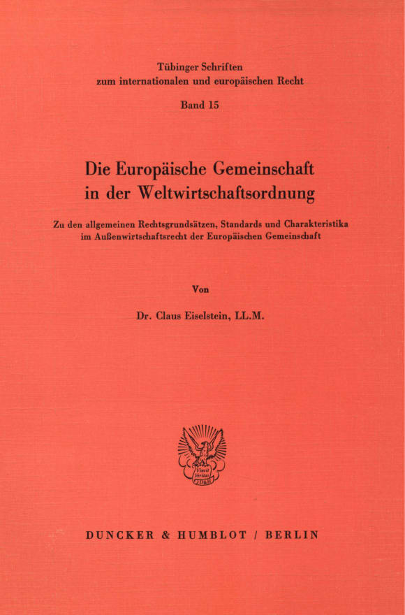 Cover Die Europäische Gemeinschaft in der Weltwirtschaftsordnung