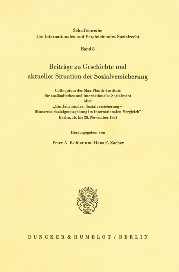 Cover Beiträge zu Geschichte und aktueller Situation der Sozialversicherung