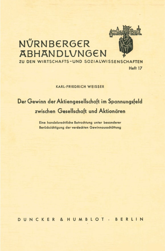 Cover Der Gewinn der Aktiengesellschaft im Spannungsfeld zwischen Gesellschaft und Aktionären