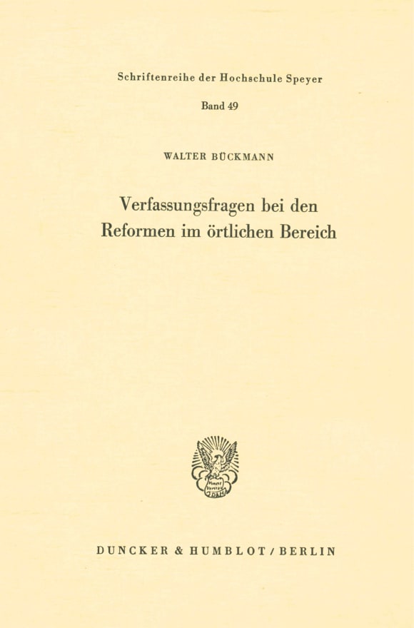 Cover Verfassungsfragen bei den Reformen im örtlichen Bereich