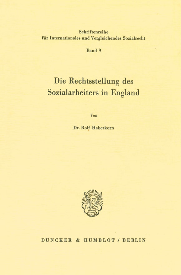 Cover Die Rechtstellung des Sozialarbeiters in England