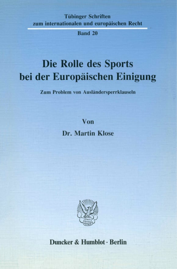 Cover Die Rolle des Sports bei der Europäischen Einigung