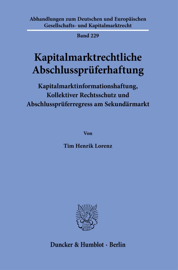 Cover Kapitalmarktrechtliche Abschlussprüferhaftung