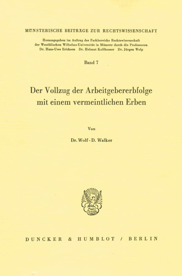 Cover Der Vollzug der Arbeitgebererbfolge mit einem vermeintlichen Erben