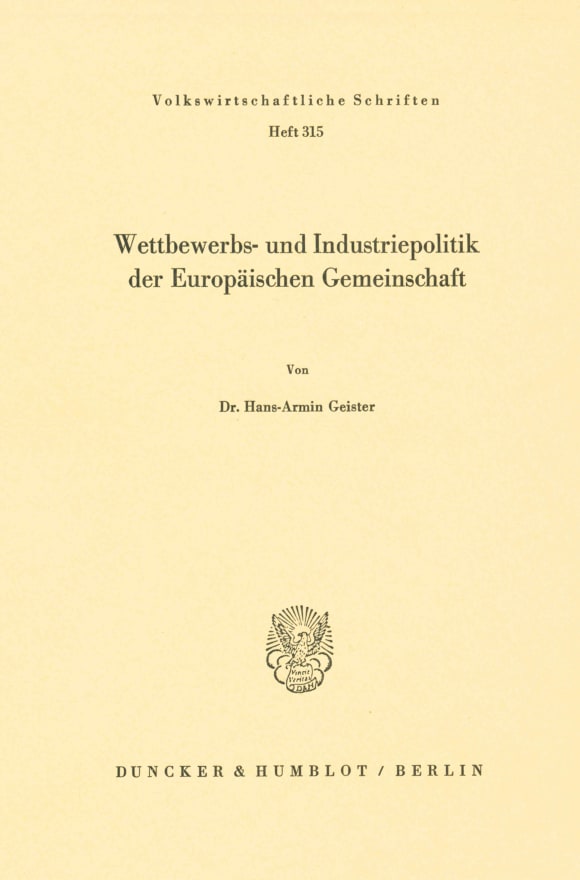 Cover Wettbewerbs- und Industriepolitik der Europäischen Gemeinschaft