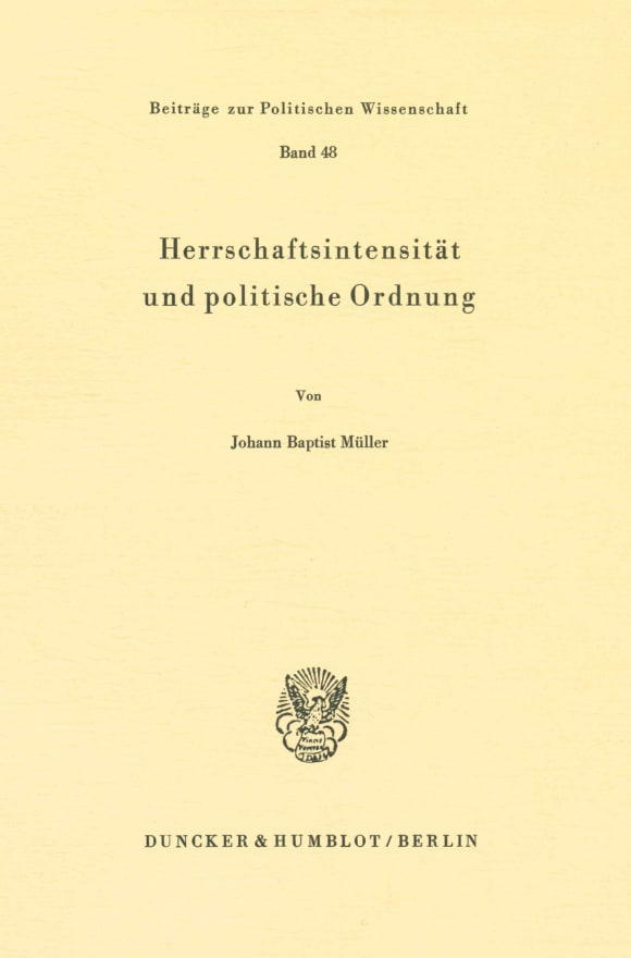 Cover Herrschaftsintensität und politische Ordnung