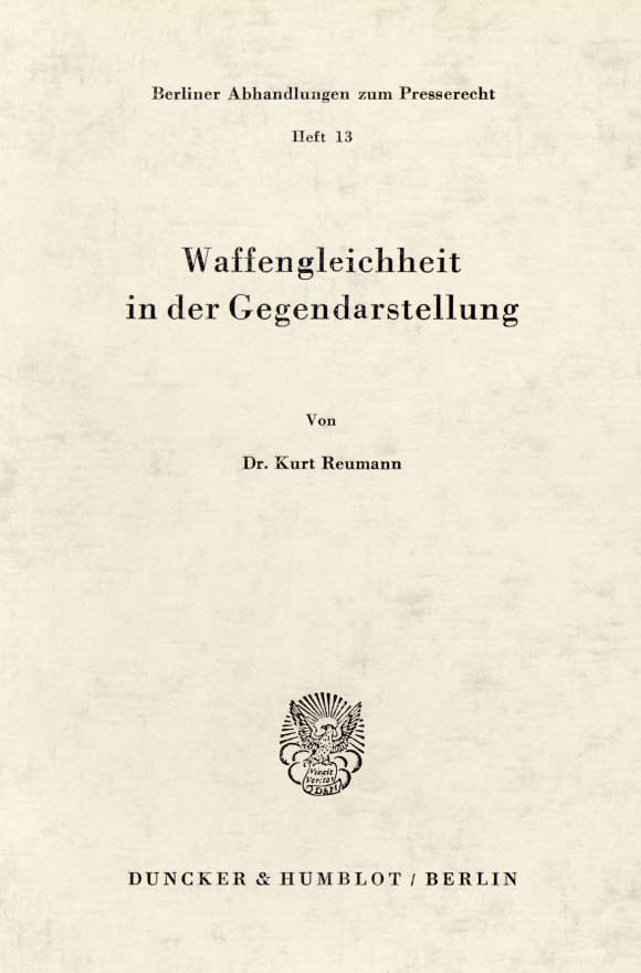 Cover Waffengleichheit in der Gegendarstellung