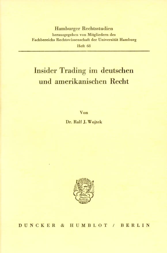 Cover Insider Trading im deutschen und amerikanischen Recht