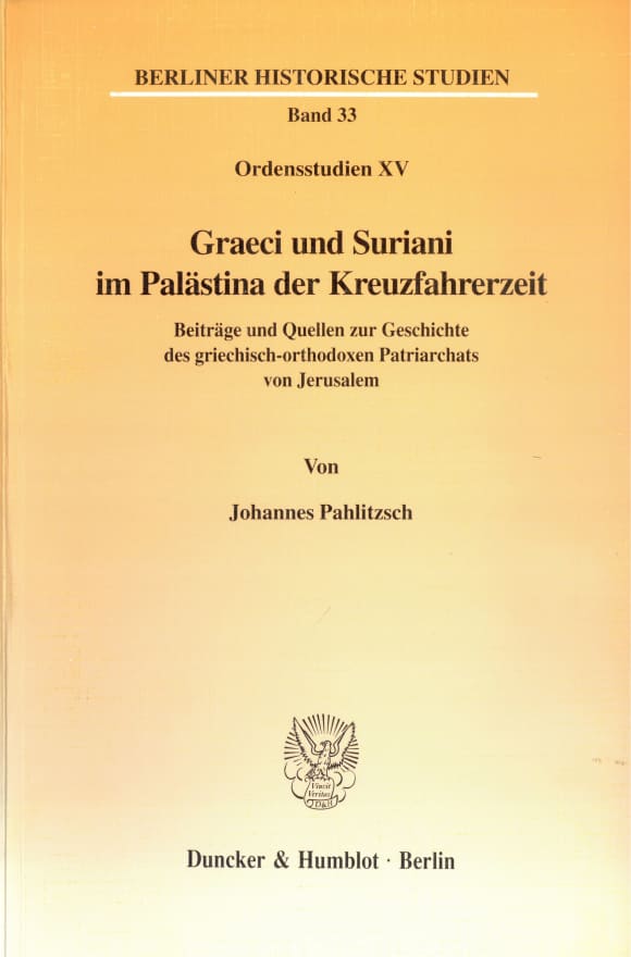 Cover Graeci und Suriani im Palästina der Kreuzfahrerzeit