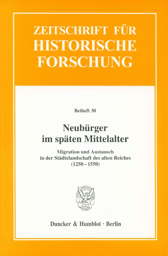 Cover Neubürger im späten Mittelalter