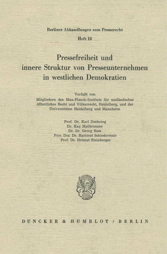 Cover Pressefreiheit und innere Struktur von Presseunternehmen in westlichen Demokratien